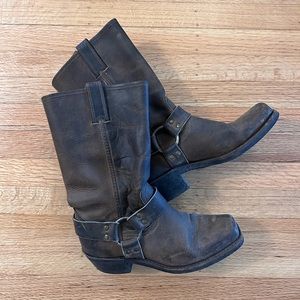Brown Frye Harness Motorcycle Boot